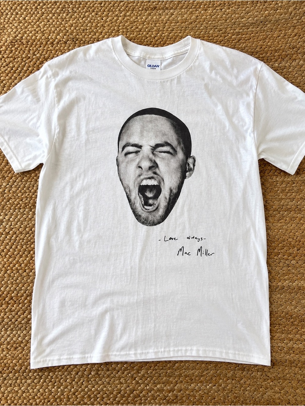 Gildan White Short Sleeve Tee with Black Face Graphic
